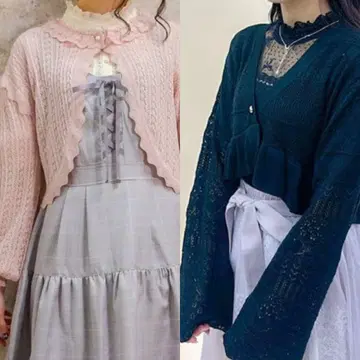 [ 2세트 ] axes femme 얇은 소재 니트 가디건 숏 볼레로 히메