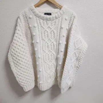 ROSE BUD NEPAL KNIT 화이트 케이블 니트 핸드메이드