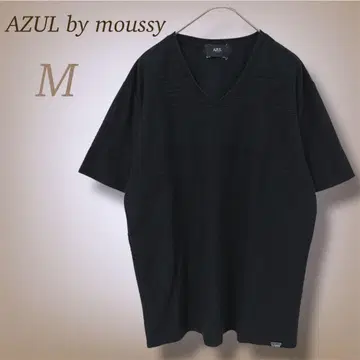 아즐 남성용 V넥 반팔 니트 티셔츠 블랙 M