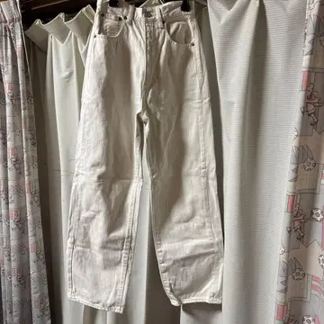 moussy 화이트 데님 팬츠 하이웨스트