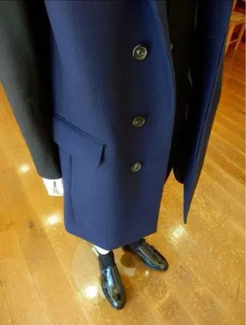 CARVEN 울 캐시미어 바이컬러 체스터 코트