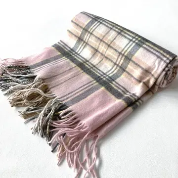 하우스 오브 로터스 캐시미어 100% 대형 스톨 체크 핑크