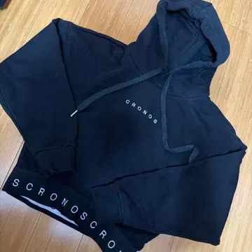 CRONOS 크로노스 크롭 후드티 후디 맨투맨 블랙 S