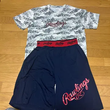 Rawlings 카모 패턴 T셔츠와 숏팬츠 세트