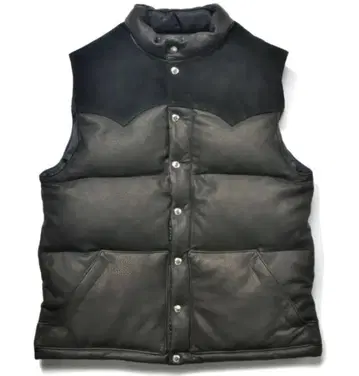 가죽 스웨이드 다운 베스트 블랙