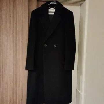 노리즈 울 혼방 더블 브레스트 롱 코트 네이비