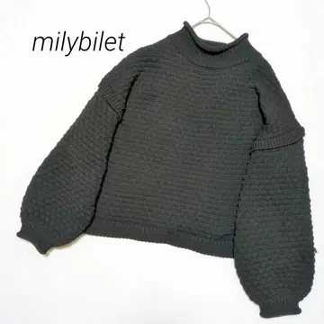 미위비렛 볼륨 슬리브 하이넥 니트 스웨터 XL