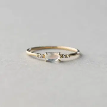 [새상품급] ete K10YG 문스톤/화이트 토파즈 반지 11호