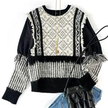 유나이티드 도쿄 프리미티브 자카드 니트 블랙 x 화이트 1