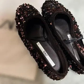 ZARA 브라운 스팽글 신발 37