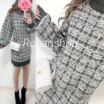 시착만 한 상품 INGNI (잉그) 트위드 라메 믹스 니트 원피스