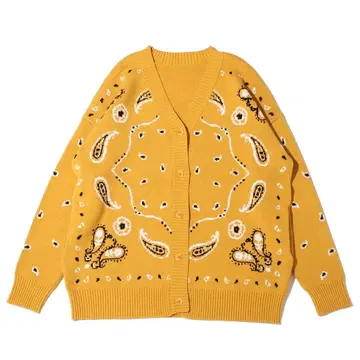 RIEHATA atmospink 페이즐리 무늬 가디건 니트