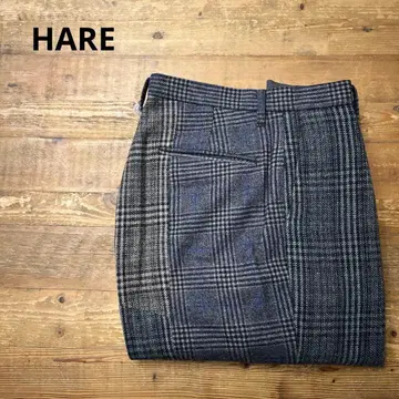 HARE 하레 멀티 체크 울 팬츠 레이온 혼방 벌룬