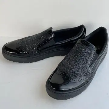 미사용급 GEOX 스니커즈 글리터 블랙 슬립온 스니커즈 24cm