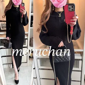 [새상품급] EMODA 니트 콤비 원피스