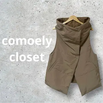 코모리 옷장 빅 칼라가 목둘레를 감싸는 랩 베스트 스타일리시