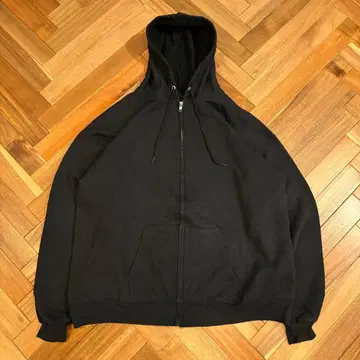 AKIMBO 원조 짧은 기장 00s 무지 지퍼 후드티 블랙 XL 후르츠