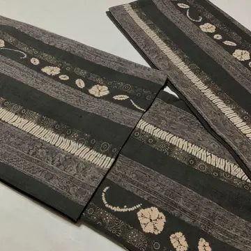 순수 실크 유키쓰무기 기모노 이중 기모노 세로 줄무늬 염색 [ 고급 ]