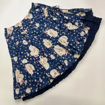 핑크하우스 블루 하트 장미 무늬 면 로운 택시 아게츠카이 스커트