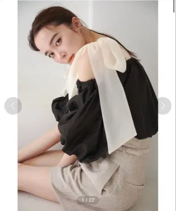 snidel 오프숄더 리본 블라우스