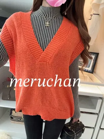 [ 새상품 ] 코디 세트 니트 베스트 & 터틀 리브 니트탑