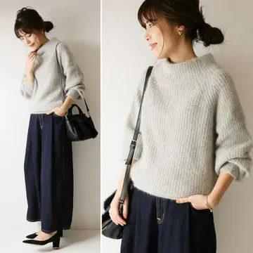 가을/겨울 제품 새상품급 스픽&스팬 아제 보틀넥 니트 정가 17,600엔