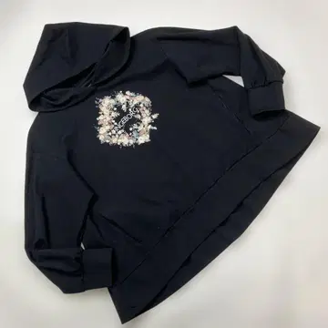 잉게보그 블랙 꽃 프린트 스트레치 후드티/2021년 봄