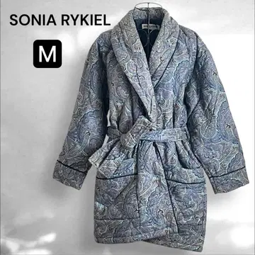 고품질 SONIA RYKIEL 로브 가운 블루 M 페이즐리 무늬 충전솜