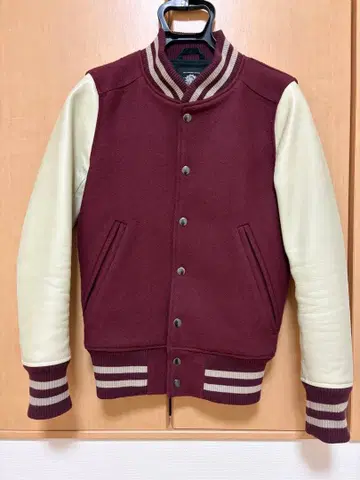 ACANTHUS 바시티 자켓 S 버건디 아칸서스 울 가죽