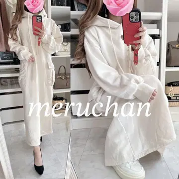 Auntie Rosa Holiday 속기모 워크 포켓 후드티 원피스