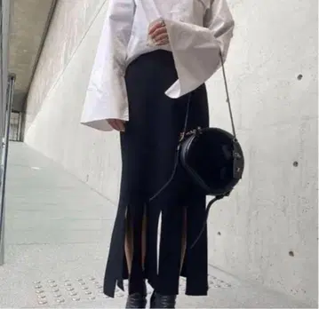 LE CIEL BLEU 롱 스커트 슬릿 니트 블랙 36