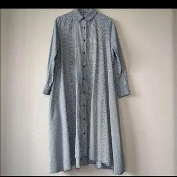 M2 센소유니코 코튼 체크 롱 셔츠 원피스