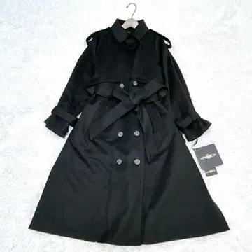 택 포함 루일 에 부티크 롱 루즈 트렌치 울 코트 블랙 M