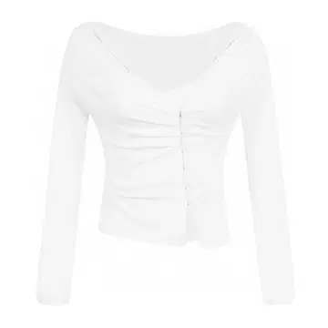 Notyourrose 오프숄더 긴팔 T셔츠 화이트