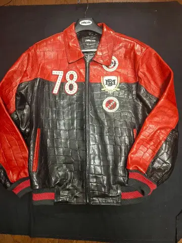 빅 사이즈 52 PELLE PELLE 가죽 자켓 블랙/빨간색