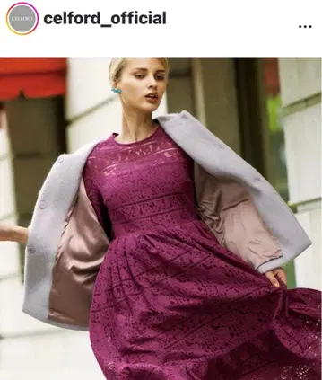 퍼플 레이스 A라인 원피스