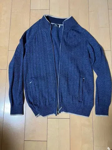 네이비 집업 니트 스웨터