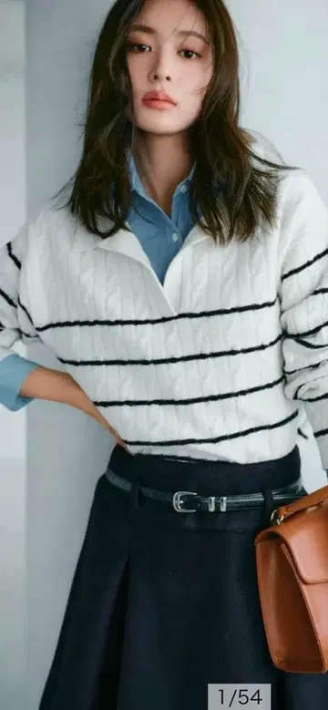 마이 스트라다 아쿠아 케이블 폴로 니트