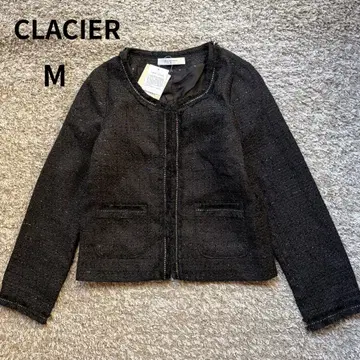 [택 포함 새상품] 그라시아 워셔블 트위드 노카라 자켓 M 블랙