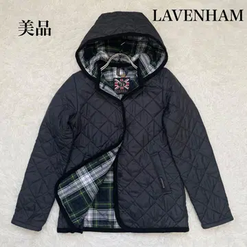 새상품급 라벤햄 퀼팅 자켓 후드 체크 그레이 블랙