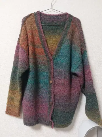 [ 미사용 새상품 ] 멀티 컬러 니트 가디건 믹스 컬러 뉴앙스 컬러