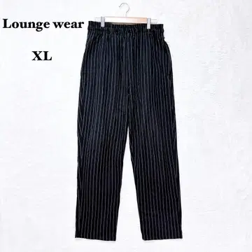 와이드 팬츠 스트라이프 패턴 백 밴딩 블랙 XL 빅 사이즈 캐주얼