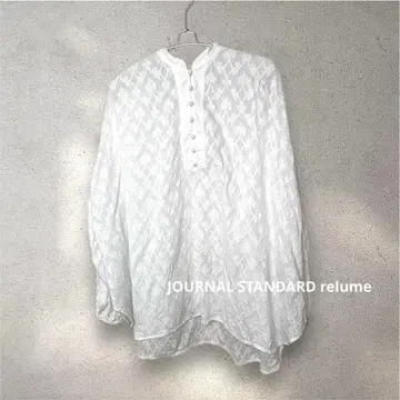 저널 스탠다드 리룸 인도 면 코튼 자카드 개더 블라우스