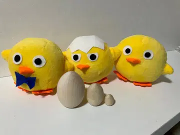 핸드메이드 병아리 봉제 인형 3개와 알 3개 세트
