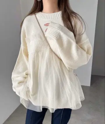 앤도미 튤 도킹 뷔스티에풍 니트탑