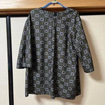 기하학 패턴 반소매 튜닉 오시마 명주