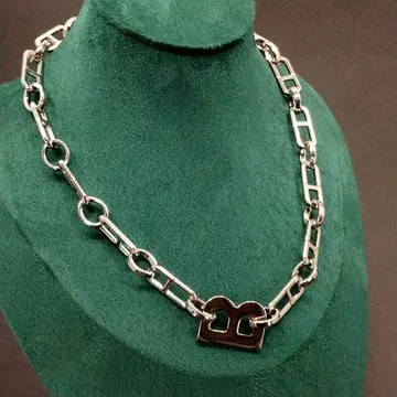 실버 빅 로고 B 체인 목걸이