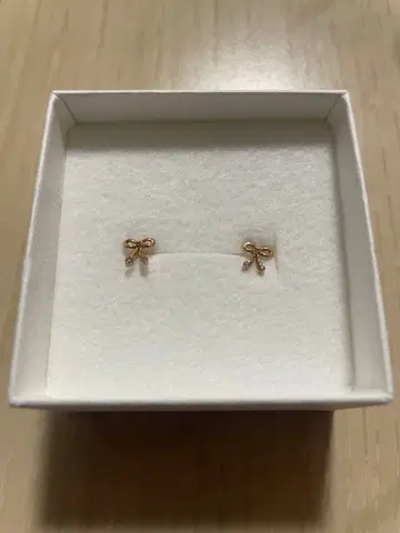 k10 핑크 골드 다이아몬드 리본 귀걸이