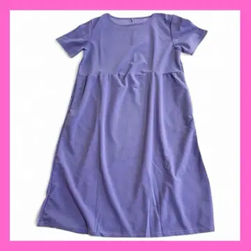 라벤더 반팔 원피스 무지 심플 M 상당 롱 기장