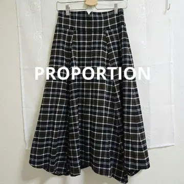 프로포션 M 여성용 체크 무늬 플레어 롱 스커트 겨울